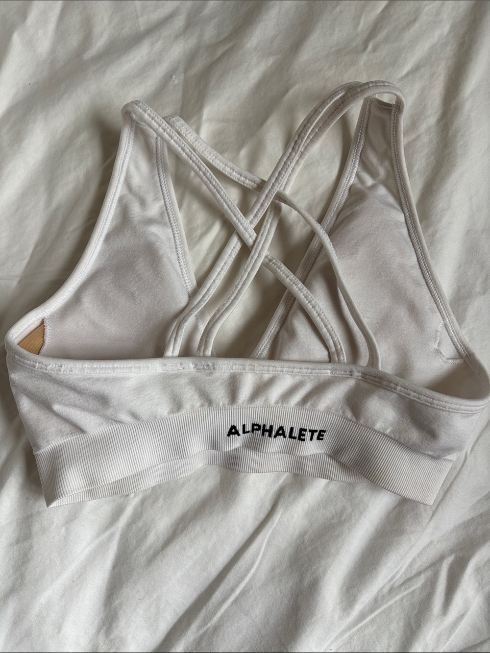 Alphalete White Deep-V Sports Bra